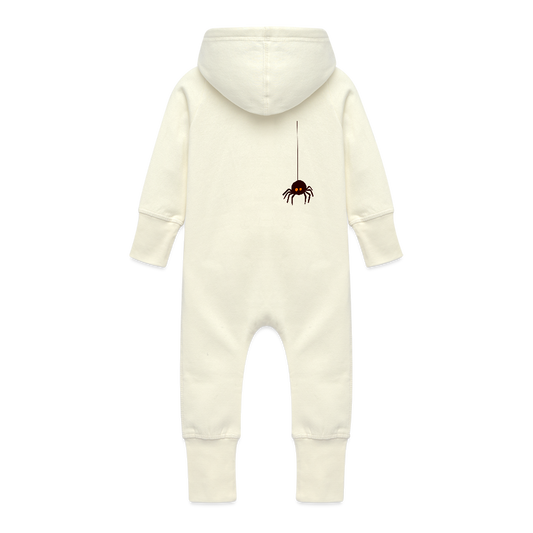 Dangling dude Baby Organic Sweat Overalls With Hood - vanilla